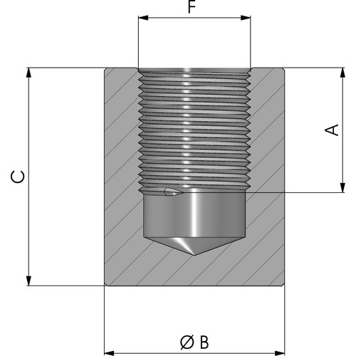 Size diagram of the internal threaded blind port