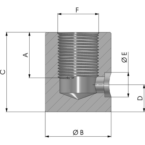 Size diagram of the Weldable Elbow with Female Thread