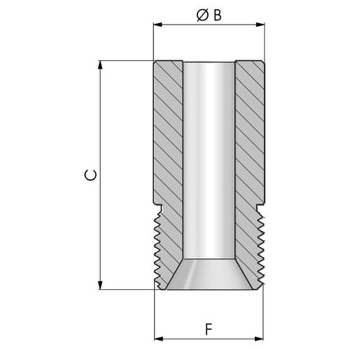 Size drawing of the long external-threaded pipe fitting