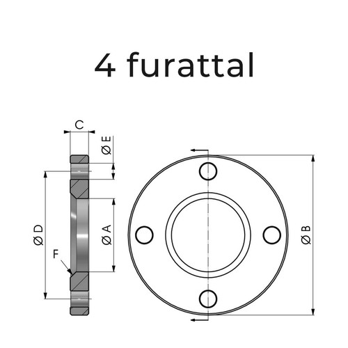 Size diagram of the 4-hole cylinder collar