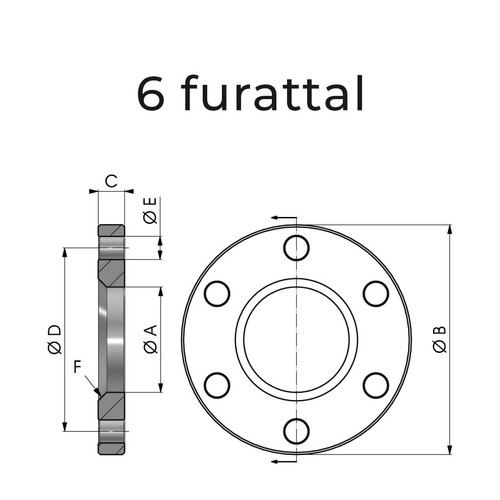Size diagram of the 6-hole cylinder collar
