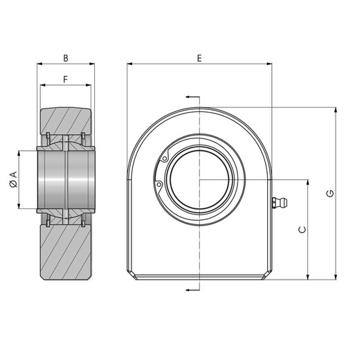 Dimensional drawing of the S..L type weldable cylinder end