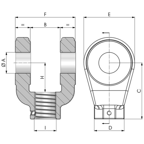 Size drawing of the Fork Rod End